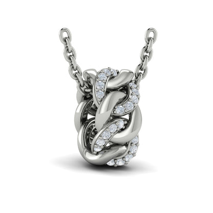 Channel Set Link with Diamonds Pendant Necklace