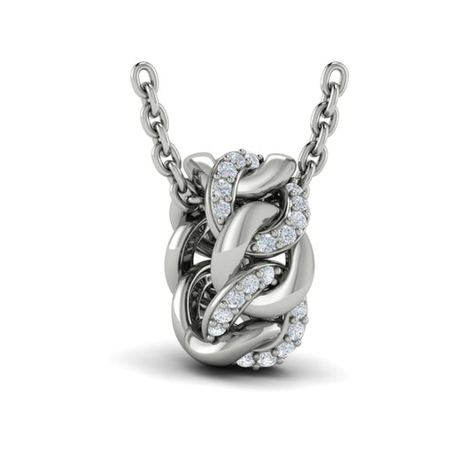 Channel Set Link with Diamonds Pendant Necklace