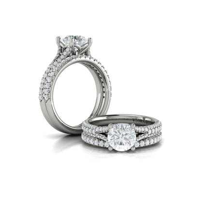 Round Classic, Split Shank Engagement Ring in 14K White Gold by Vlora Bridal