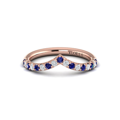 Sapphire and Diamond Contour Band