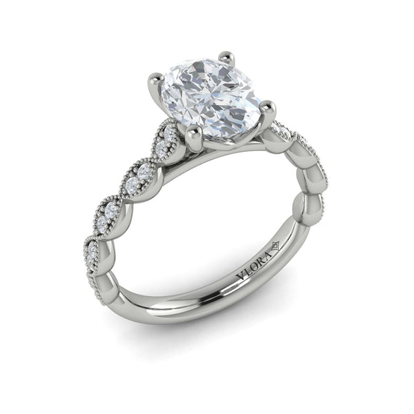 Oval Classic, Modern Vintage Engagement Ring in Platinum by Vlora Bridal