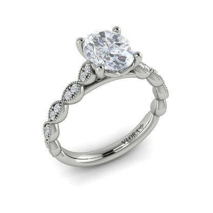 Oval Classic, Modern Vintage Engagement Ring in Platinum by Vlora Bridal