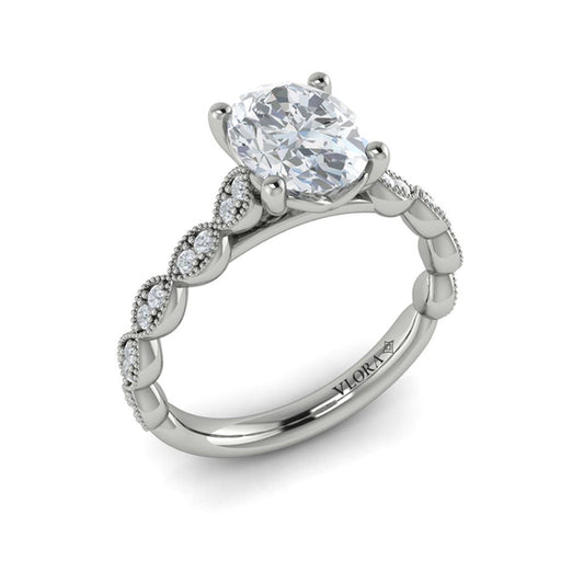 Oval Classic, Modern Vintage Engagement Ring in Platinum by Vlora Bridal