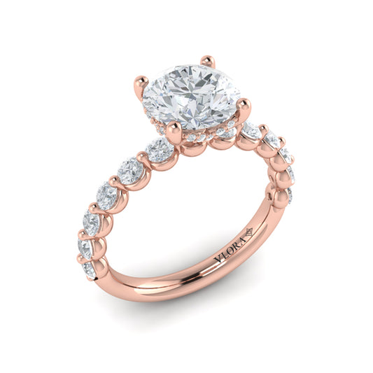 Classic Round Engagement Ring with Floating Diamond Band