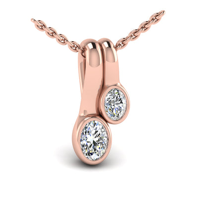 Bezel‑set Oval Diamond Double‑Drop Necklace