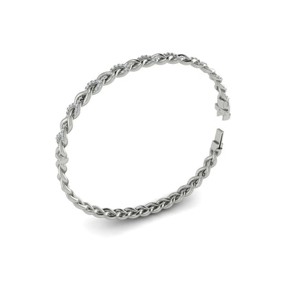Alternating Diamond Twist Bangle Bracelet