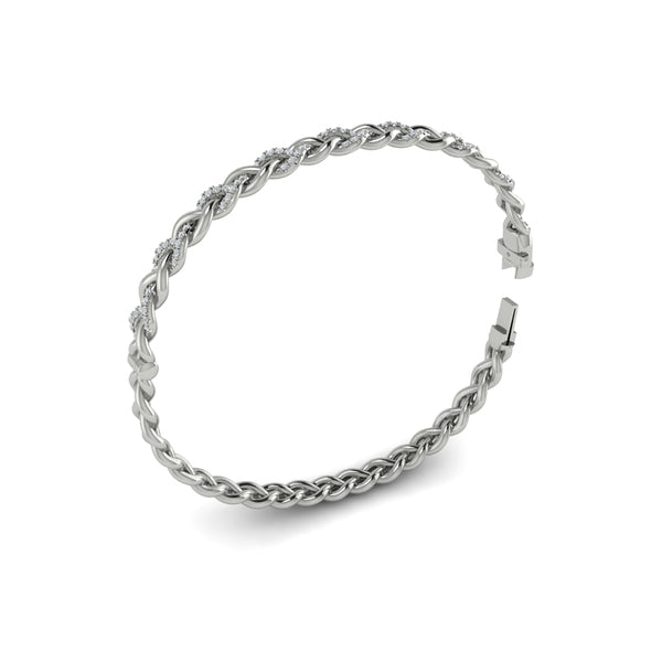 Alternating Diamond Twist Bangle Bracelet