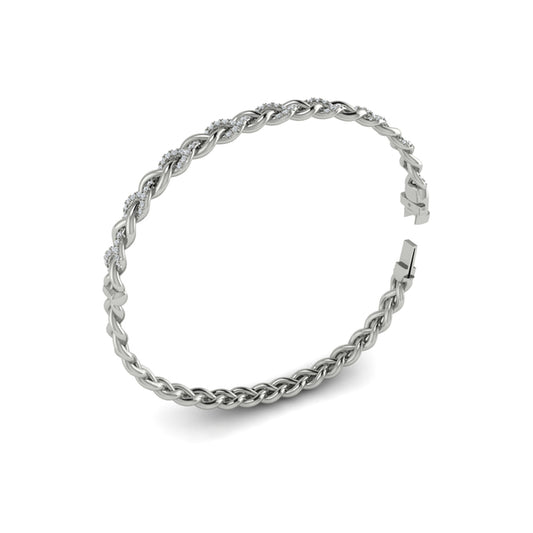 Alternating Diamond Twist Bangle Bracelet
