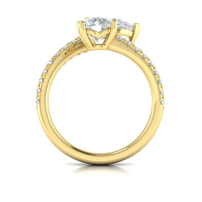 Kissing Round and Pear Two Stone Engagement Ring