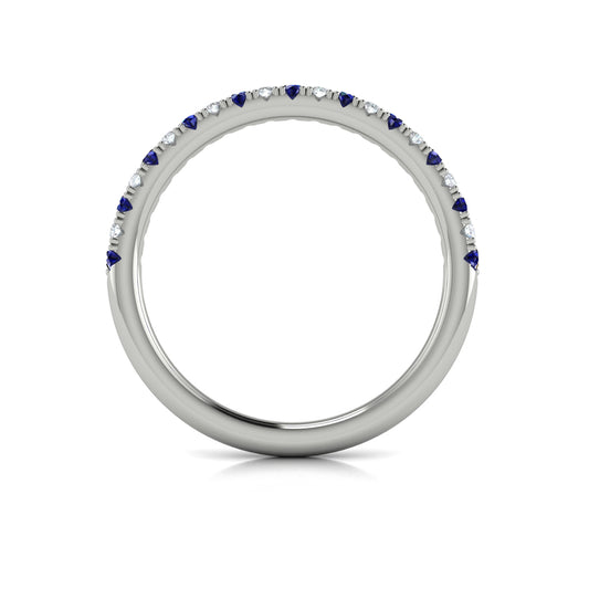 Slim Sapphire and Diamond Stackable Band