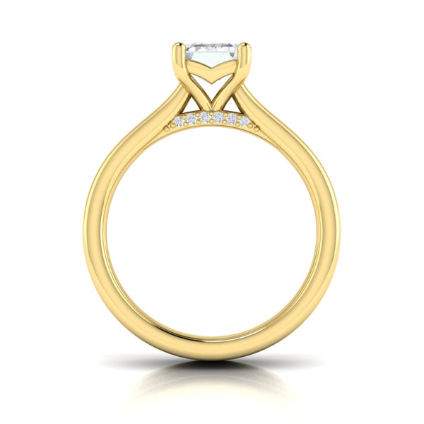 Emerald Cut Classic Engagement Ring in 14K Yellow Gold by Vlora Bridal