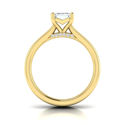 Emerald Cut Classic Engagement Ring in 14K Yellow Gold by Vlora Bridal