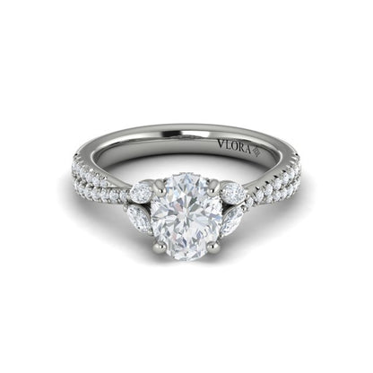 Enchanted Vine Oval Hidden Halo Engagement Ring