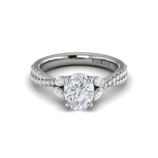 Enchanted Vine Oval Hidden Halo Engagement Ring
