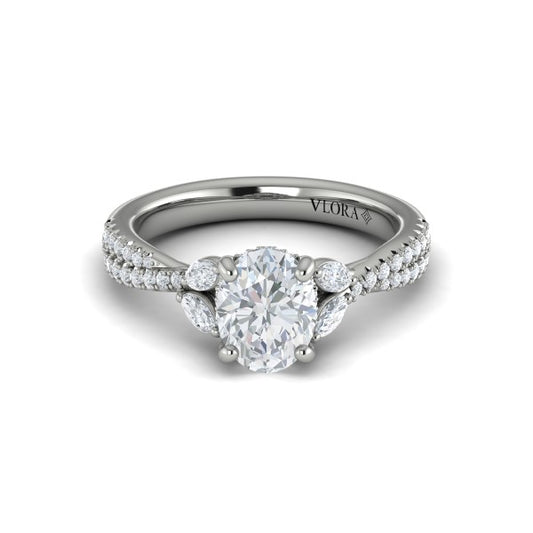 Enchanted Vine Oval Hidden Halo Engagement Ring