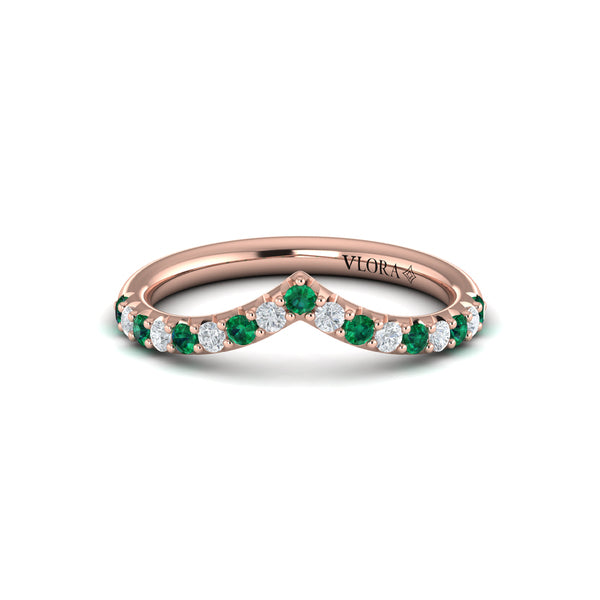 Emerald and Diamond Contour Band