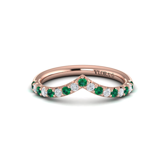 Emerald and Diamond Contour Band