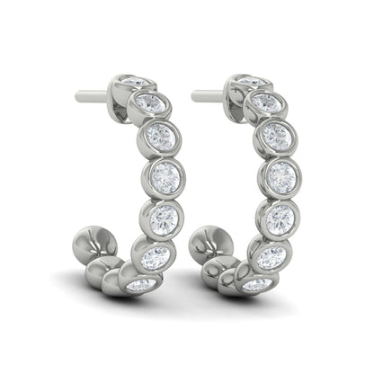 Rounded Bezel Set Hoop Earrings