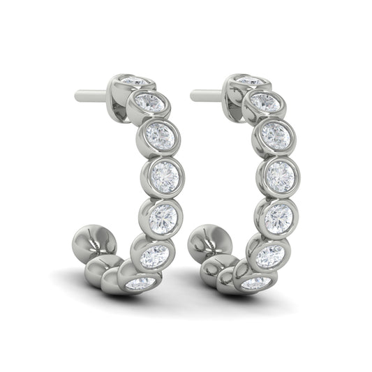 Rounded Bezel Set Hoop Earrings