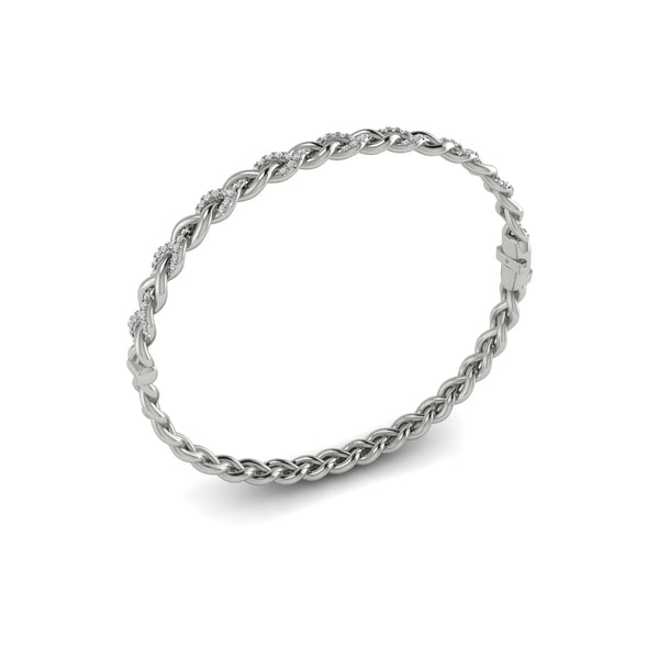 Alternating Diamond Twist Bangle Bracelet