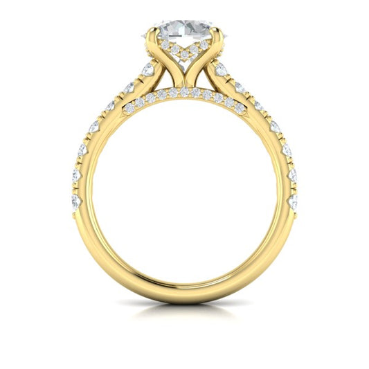 Round Classic Engagement Ring in 14K Yellow Gold by Vlora Bridal
