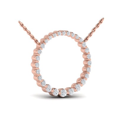 Graduated Round Diamond Open Circle Pendant