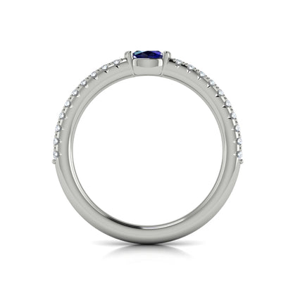 Diamond and Oval Sapphire Centerstone Ring