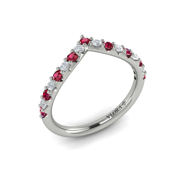 Colored Bands Wedding Band in 14K White Gold by Vlora Bridal