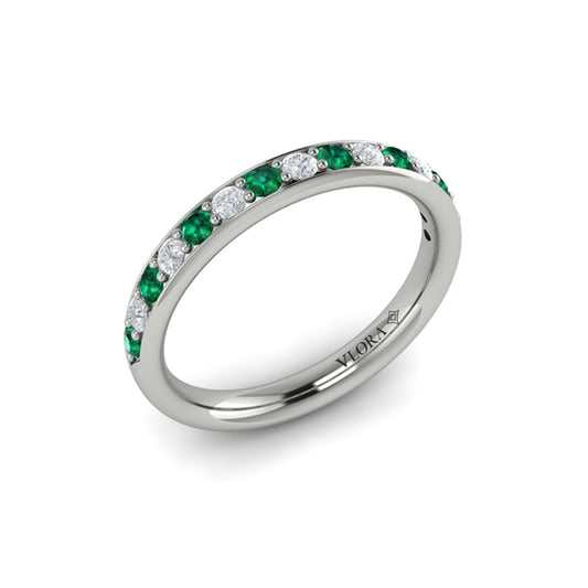 Delicate Emerald and Diamond Stackable Band