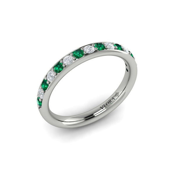 Delicate Emerald and Diamond Stackable Band