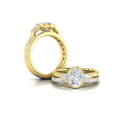 Matching Band for Modern Trio Oval Bezel Engagement Ring