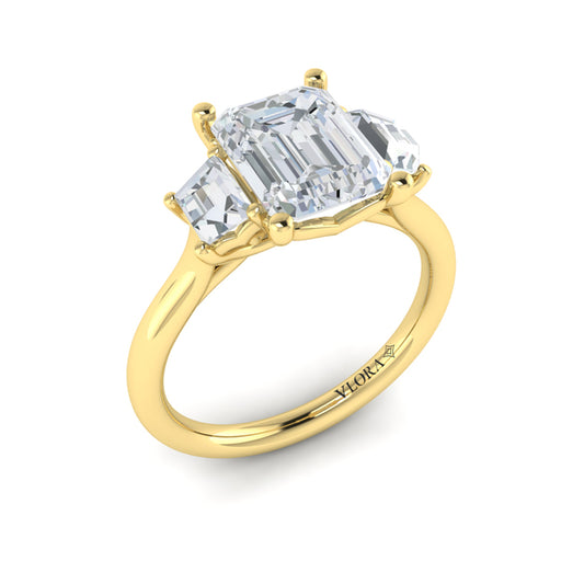 Tapestry Three Stone Emerald Cut Engagement Ring