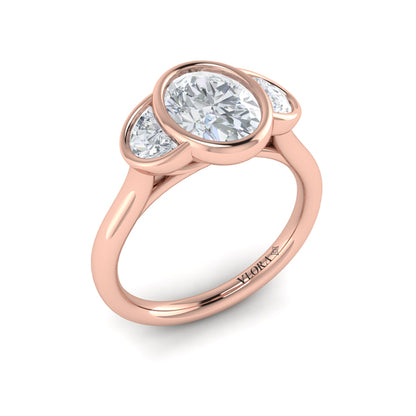 Golden Embrace Three-Stone Engagement Ring