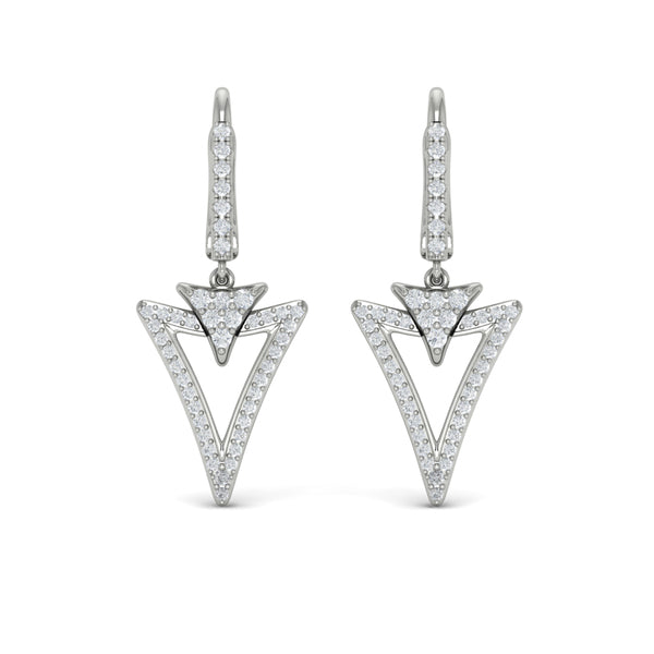 Diamond Open Double Trinity Huggie Earrings