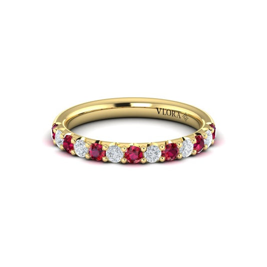 Ruby and Diamond Stackable Band
