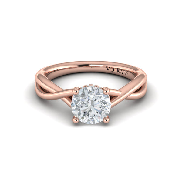 Entwined Solitaire Engagement Ring with Hidden Halo