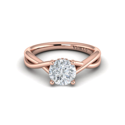 Entwined Solitaire Engagement Ring with Hidden Halo