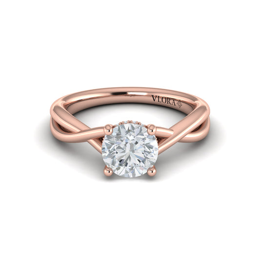 Entwined Solitaire Engagement Ring with Hidden Halo