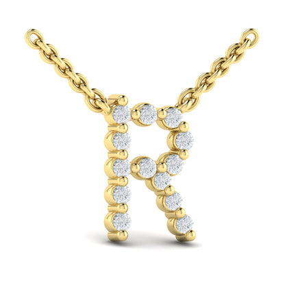 Diamond Alphabet Pendant Necklace, R