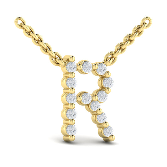 Diamond Alphabet Pendant Necklace, R
