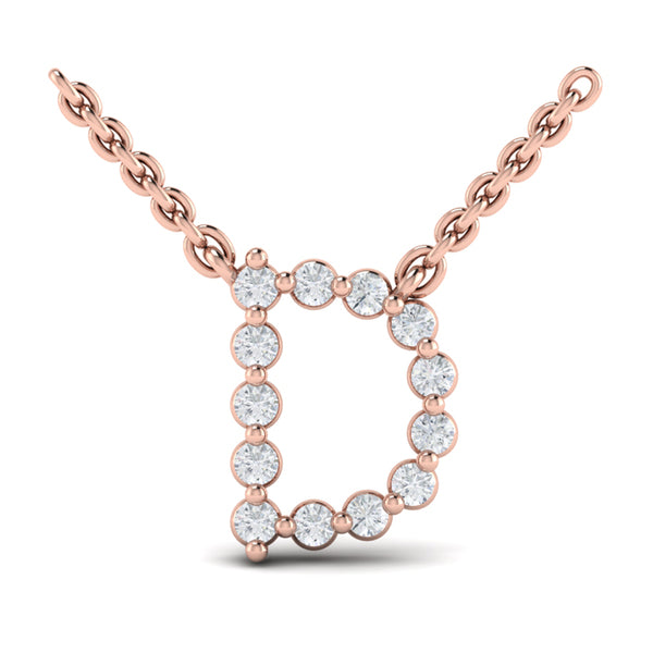 Diamond Alphabet Pendant Necklace, D