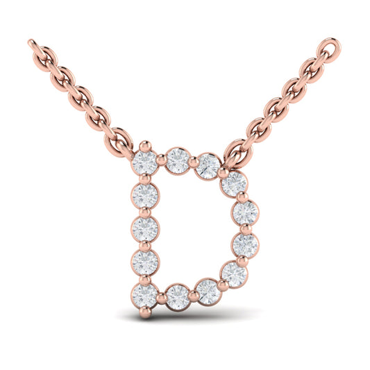Diamond Alphabet Pendant Necklace, D