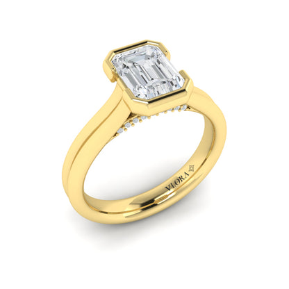 Veiled Emerald Cut Diamond Engagement Ring