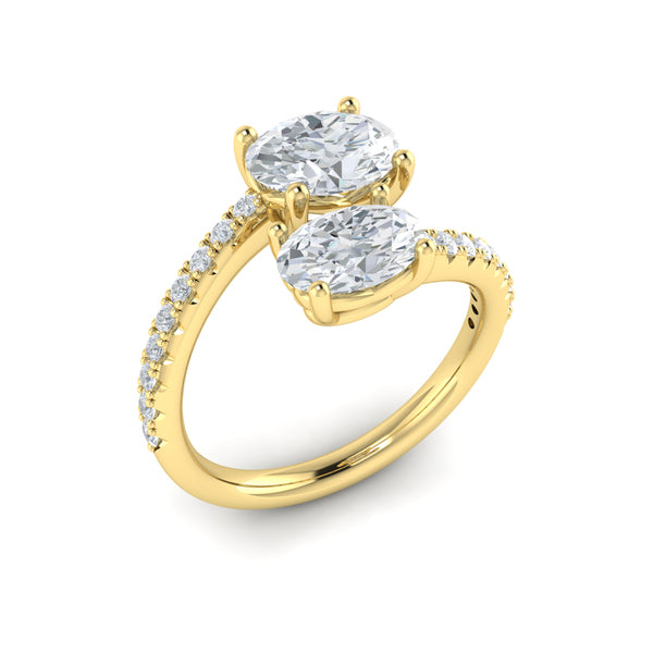 Kissing Oval Two Stone Engagement Ring
