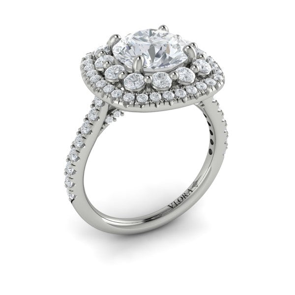 Double Euro Halo Round Engagement Ring