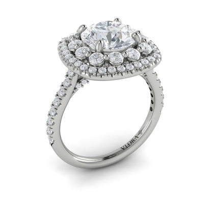 Double Euro Halo Round Engagement Ring