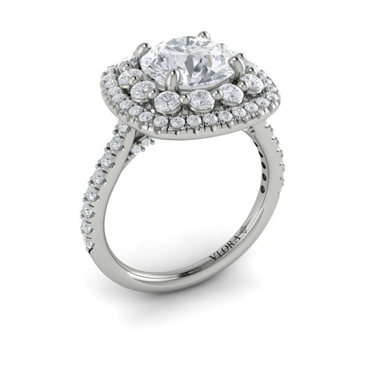 Double Euro Halo Round Engagement Ring
