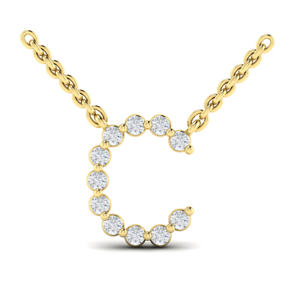 Diamond Alphabet Pendant Necklace, C