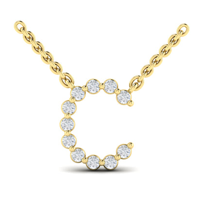 Diamond Alphabet Pendant Necklace, C