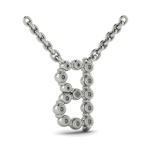 Diamond Alphabet Pendant Necklace, B
